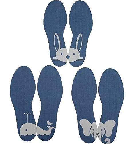 [アクティカ] 絵合わせキッズインソール お取替え3足パック(うさぎ・くじら・ぞう) アクティカシリーズ 163 ブルー フリー,幼稚園,上履き,