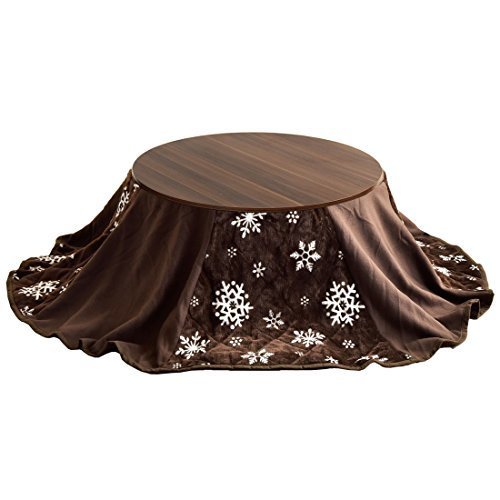 タンスのゲン こたつ 2点セット 【こたつ本体+掛布団】 洗える 幅70cm フリース 円形 リバーシブル スノー柄 ブラウン 21300012 02,暖房器具,おすすめ,