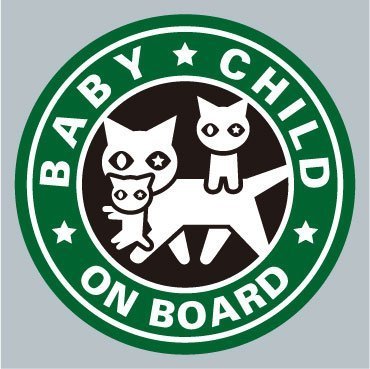 BABY / CHILD ネコ親子緑色　ステッカー,ベビーインカー,