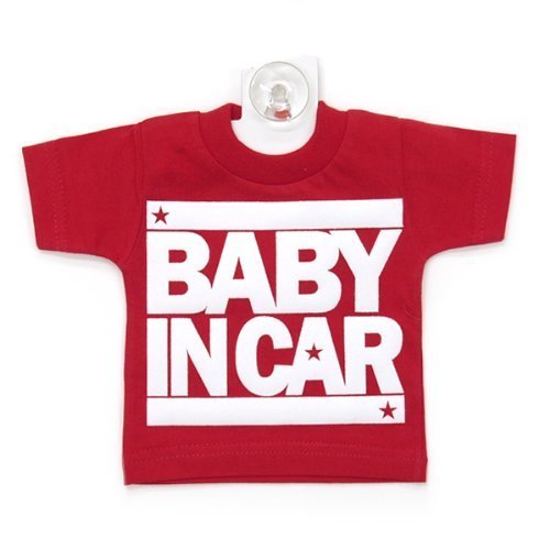 BABY IN CAR(ベビーインカー)ミニTシャツセーフティーサイン (でかロゴ:レッド×ホワイト) 【プチアンジュオリジナル】,ベビーインカー,