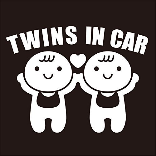 imoninn TWINS in car ステッカー　【シンプル版】　双子さん専用　（白色）,ベビーインカー,