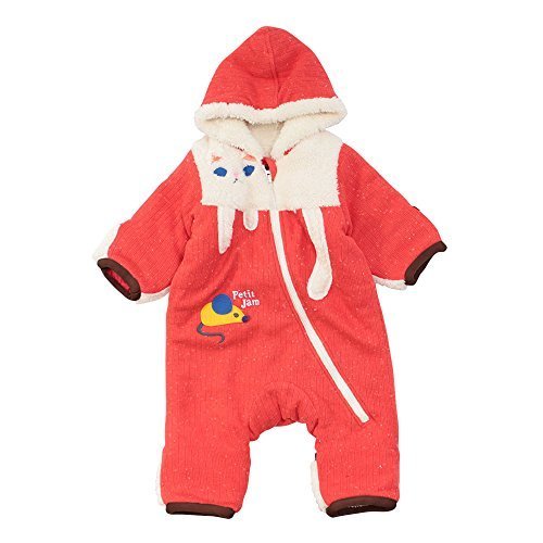 （プチジャム）Petitjam ねこさんとねずみさんのジャンプスーツ防寒/カバーオール 90 レッド,カバーオールとは,