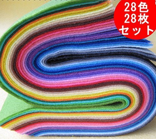 【KUMBAYA】 カラー フェルト 28色 セット 30cm x 30cm 1.4mm厚 手芸 材料 フェルティング 28枚 セット,手作り,マスコット,