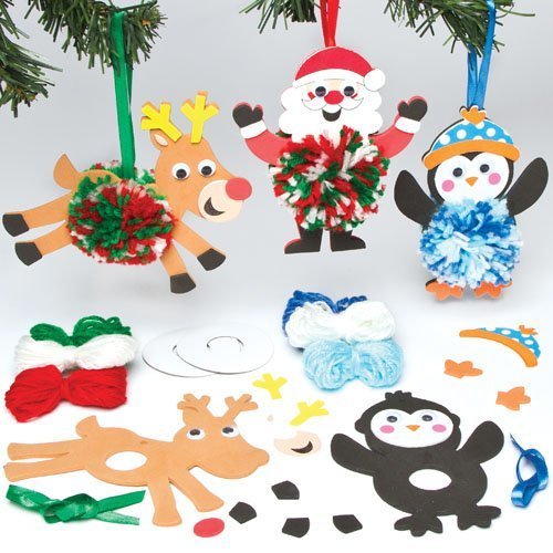 クリスマスツリー ポンポンキャラクター オーナメント キッズ手作りキット（3個入り）,手作り,マスコット,