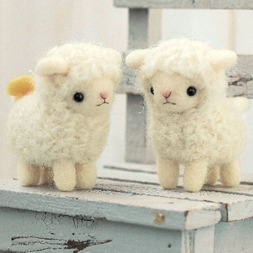 ふたごのひつじのマスコット手作りキット　スターターセット（針・マット）付き,手作り,マスコット,