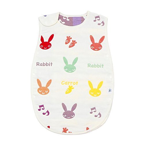 （アーネス）Arnes 主婦が選んだ 6重 ガーゼ スリーパー オーガニック コットン うさぎさん（60-80cm 新生児から３歳）,ベビー,スリーパー,