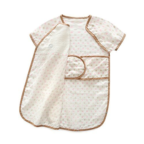 Luyusbaby 半袖水玉 ベビースリーパー夏パジャマ 寝袋 着用できる毛布　イエロードットS,ベビー,スリーパー,
