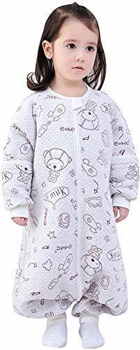 Lukinsen スリーパー ベビー 赤ちゃん 寝袋 春秋冬用 2way ジッパー3つ 袖外せ コットン100% 柔らかい 通気 速乾 保温 寝冷え防止 (グレー, XL：推奨身長85－110cm),ベビー,スリーパー,