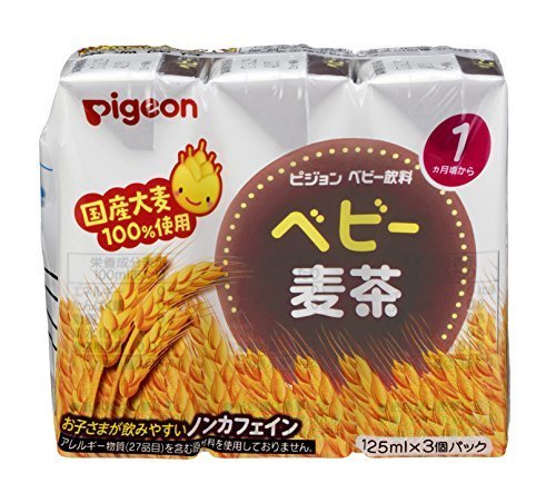 ピジョン ベビー麦茶 国産茶葉使用 125ml×3個パック×4個,赤ちゃん,ストロー,