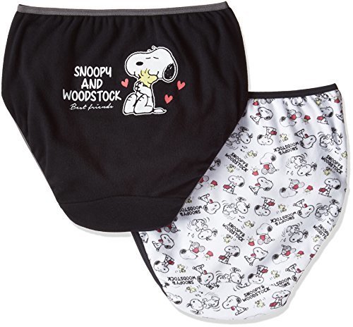 (スヌーピー)Snoopy < 女の子 ( 女児 ~ ガールズ )用 ショーツ 2枚組 > 綿100% 140 150 160 165 SN1G-026 ブラックXオフホワイト 160,小学校,パンツ,