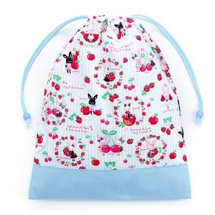 お着替えラクラク巾着（大サイズ）・体操服袋 うさちゃんのスウィートベリーガーデン × オックス・水色 N3379500 入園グッズ 入学グッズ きんちゃく袋 小学校入学準備,体操着袋,作り方,