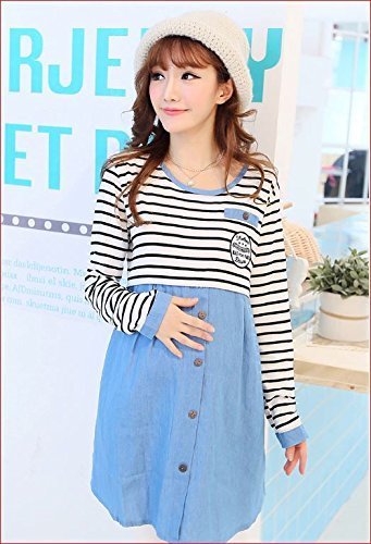 かわいい マタニティウェア 授乳口 付き 授乳服 ボーダー チュニック 長袖 部屋着 春 夏 秋,出産,退院,服装