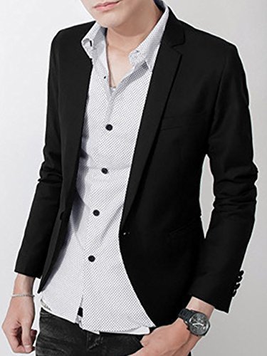 (エンジェム) angeme 大人 テーラード ジャケット 長袖 デザイナーズ シングル 1つボタン カジュアル 着回し デニム チノパン と相性抜群 M L XL XXL ブラック (04:黒 Mサイズ),出産,退院,服装