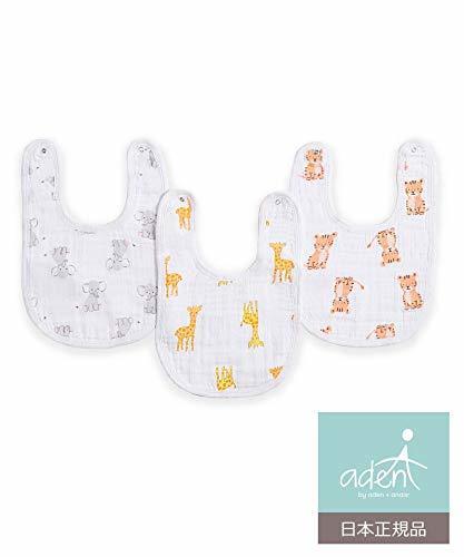 aden by aden + anais (エイデン バイ エイデンアンドアネイ) 【日本正規品】モスリンコットン リトルビブ3枚入り safari babes J735,赤ちゃん,ガーゼ,