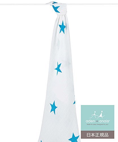 Aden + Anais aden + anais (エイデンアンドアネイ) 【日本正規品】 モスリンコットン おくるみ 1枚 brilliant blue single swaddle-8902,赤ちゃん,ガーゼ,