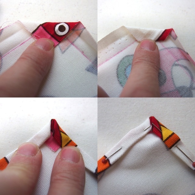 【2】アイロンで三つ折り・額縁作り,ランチョンマット,作り方,