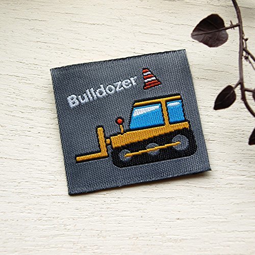 【10枚セット】刺繍タグ・大きめタグ・働く車（ブルトーザー／グレイ）,ランチョンマット,作り方,
