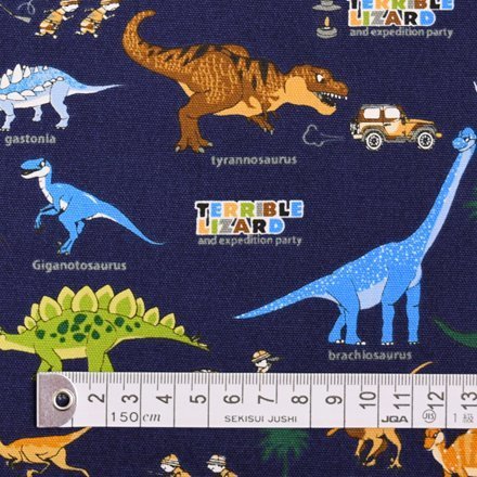 発見！探検！恐竜大陸（ネイビー） オックス生地 ハンドメイド 手作り用生地　0.5m単位でご注文いただけます。 T0065600,ランチョンマット,作り方,