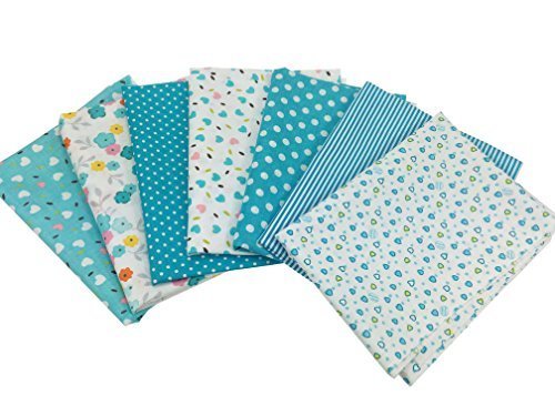 花柄 綿混紡 生地 DIY手芸用 カットクロス パッチワーク布 はぎれ 50×50cm 7枚セット (ブルー),ランチョンマット,作り方,