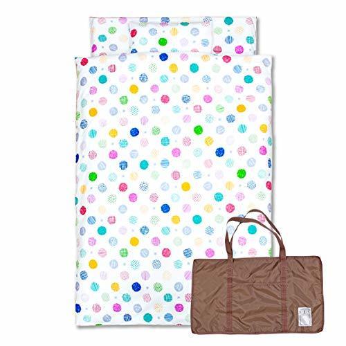 【日本製】 ぜんぶ洗える！ お昼寝布団7点セット ≪北欧 ドット柄≫ 綿100% ファスナータイプ 防水バッグ un doudou No.1203,保育園,布団,
