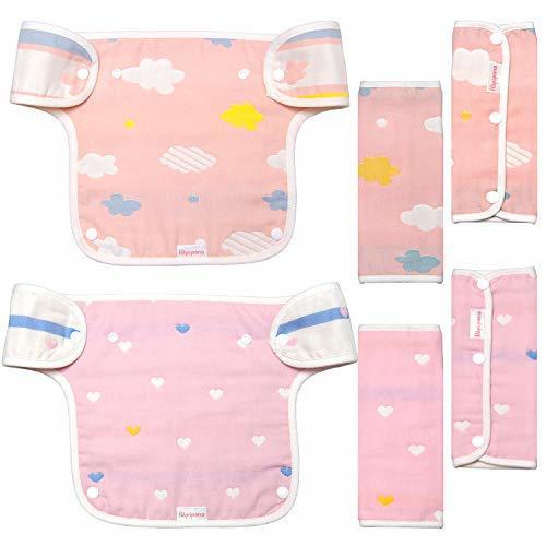 抱っこひも用よだれカバー 胸当てよだれカバー 綿100% 6重ガーゼ ベビーキャリア 子守帯 抱っこひも用 抱っこ紐 ベビーカーフロントバー用 よだれパッド ベルトパッド サッキングパッド 吸湿速乾ガーゼ 細菌防止 ベビーギフト 出産祝い Hapipana (女の子),抱っこ紐,よだれカバー,