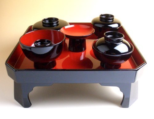 漆塗り　黒内朱お食い初め食器セット【女の子用】―歯固めの石　白木祝い箸進呈―,お食い初め,食器,