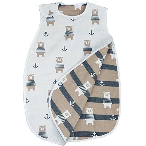 LILY CUPS 6重 スリーパー 冬 スリーパー キッズ スリーパー ガーゼ 出産祝い (新生児~3歳頃) (0-3歳, 熊),スリーパー,夏,