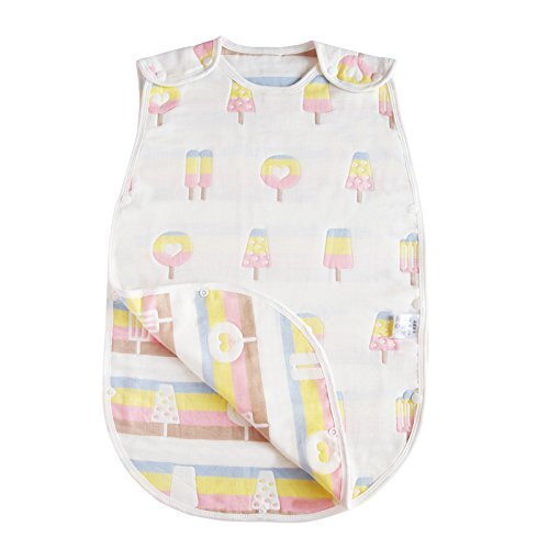 otch スリーパー 【改良版】 6重ガーゼ キッズ ベビー オーガニックコットン 100% ぽっちゃり赤ちゃんでも安心 ダブルホックに改良 洗うたびふわふわに (ベビー（新生児〜３歳）, アイス),スリーパー,夏,