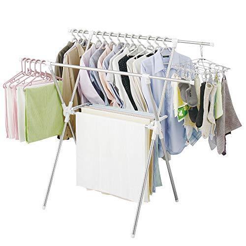 アイリスオーヤマ 洗濯物干し 布団干し 室内物干し 約5人用 簡単組み立て室内物干し ステンレス 伸縮タイプ 折りたためる 幅92~162㎝ CMB-92XR,花粉症,子ども,