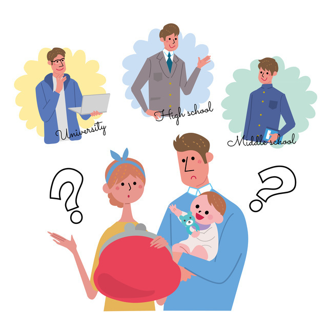 教育資金を考える親子,学資保険,金額,