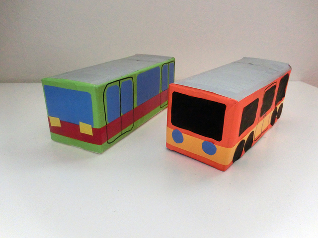牛乳パックでバスと電車 手作り,赤ちゃん,おもちゃ,作り方