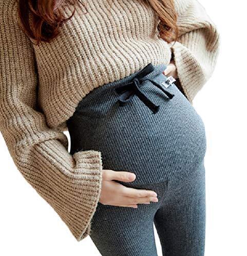 Miwoluna マタニティ リブ レギンス 部屋着 スパッツ パンツ レディース 妊婦 ストレッチ ウエスト調整 ダークグレー XL,マタニティ,レギンス,
