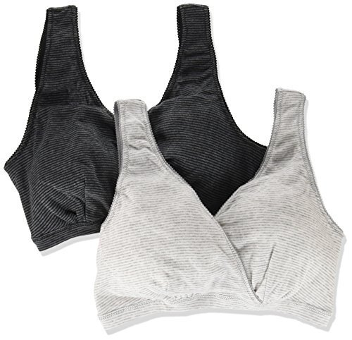 ローズマダム 綿100% 授乳ブラ お得な2枚組 ハーフトップ/クロスオープンタイプ/ノンワイヤー/出産準備品 Lサイズ Dクロボーダー+グレーボーダー 112-0638-01,マタニティ,ブラジャー,おすすめ