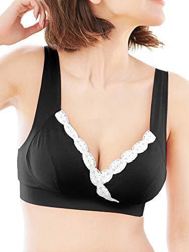 Sweet Mommy 日本製 授乳ブラジャー パッド裏はオーガニックコットン100％ 授乳ブラ ソフトパッド取り外し可能 チクチクしないストレッチレース ブラック M,マタニティ,ブラジャー,おすすめ