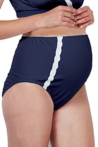 Sweet Mommy 日本製 マタニティ ショーツ コットン パンツ 授乳ブラとお揃いデザイン ストレッチレース付き お腹をすっぽり包む クロッチ部分はオーガニックコットン100％ 産前 妊婦 [単品] L ネイビー,マタニティ,ショーツ,