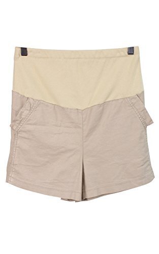 チョコア(CHOCOA) ストレッチリネンハーフパンツ マタニティアジャスター XL 全3色 (ベージュ),マタニティ,ショートパンツ,