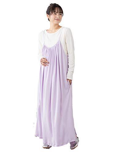 ANGELIEBE エンジェリーベ マタニティ 授乳服 ワンピース オールシーズン 使える やわらか スムース ギャザー キャミ ワンピ 産前 産後 S～M パープル 29809101,マタニティ,ワンピース,産後