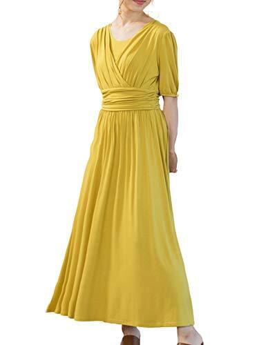 Sweet Mommy マタニティ 授乳服 ワンピース リラックスウェア ルームウェア マキシ 半袖 M マスタード,マタニティ,ワンピース,産後