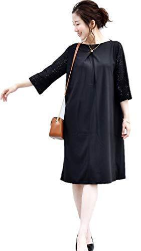 Milk tea マタニティ 授乳服 ワンピース レース袖・ビューティジャージーワンピース 全4色 ブラック お宮参り お呼ばれ フォーマル ワンピ 7分袖マタニティドレス,マタニティ,ワンピース,産後