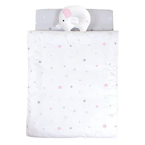 PUPPAPUPO ミニ布団5点セット 【トゥインクルスター】 ピンク 綿100% カバーリングタイプ 洗えるお布団 新生児用 便利なファスナー仕様,ベビー布団,