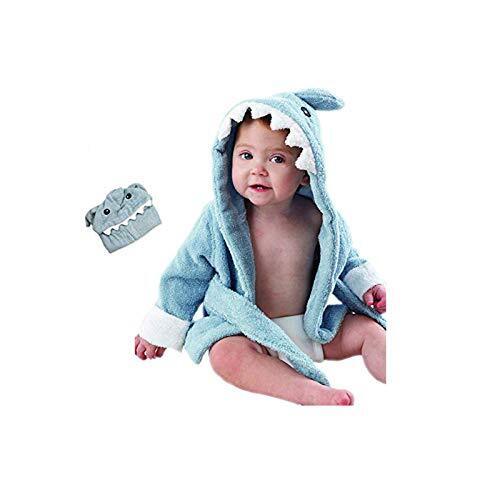 ベビー バスローブ 赤ちゃん ポンチョ マント アニマル ベビー タオル ポンチョ 子供 可愛い 動物柄 お風呂 吸水速乾 男女兼用 空調 防寒 対策 プール サイド 海 出産祝い にも (こいぬ (ブルーサメ S),ベビー,バスローブ,