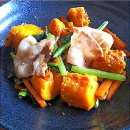 妊婦 食事 レシピ　野菜栄養たっぷり豚バラ炒め,秋,妊婦,レシピ