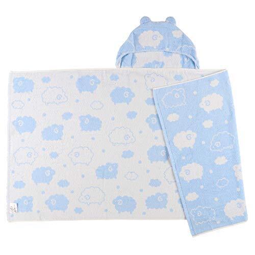 西松屋 フード付き湯上りポンチョ（ヒツジ） ブルー,赤ちゃん,バスタオル,