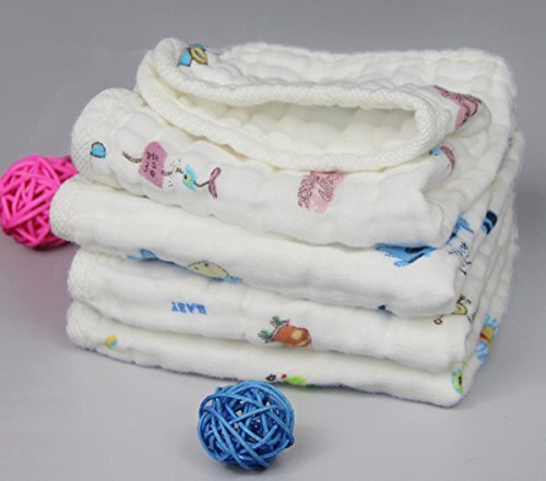 Happy　Cherry　新生児　ベビー　ガーゼハンカチ　赤ちゃん　ハンカチ　6層ガーゼ　洗濯可　肌触り抜群　30*30cm　4枚セット,赤ちゃん,ガーゼ,