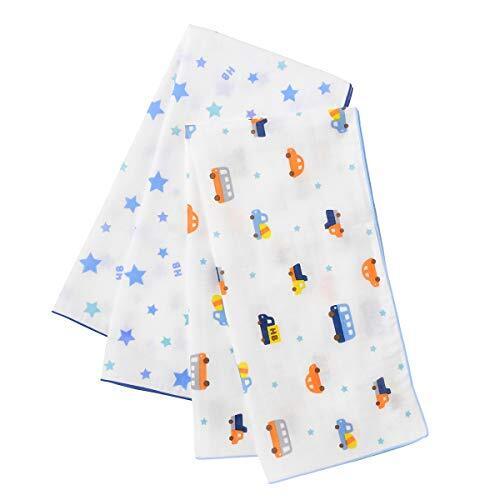 [ミキハウス ホットビスケッツ] ガーゼタオルセット 76-8015-957 (白×ブルー),赤ちゃん,ガーゼ,