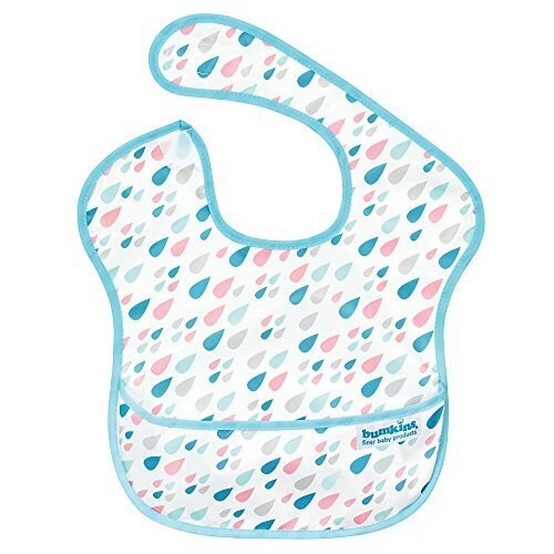 バンキンス 油が落ちるスタイ【日本正規品】スーパービブ 柔らかくて軽量 洗濯機で洗えてすぐ乾く お食事用防水ビブ 6~24ヶ月 Raindrops(ホワイト) S-167,離乳食,エプロン,