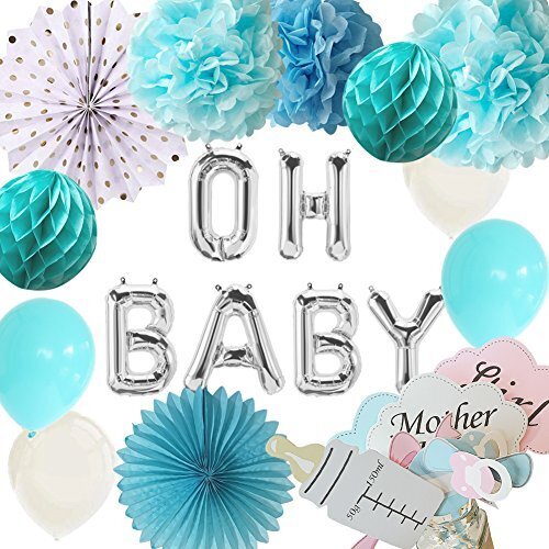 Hanamei ベビーシャワー装飾 飾りつけ デコレーション セット フォトプロップス OH BABY(ブルー),マタニティフォト,小物,