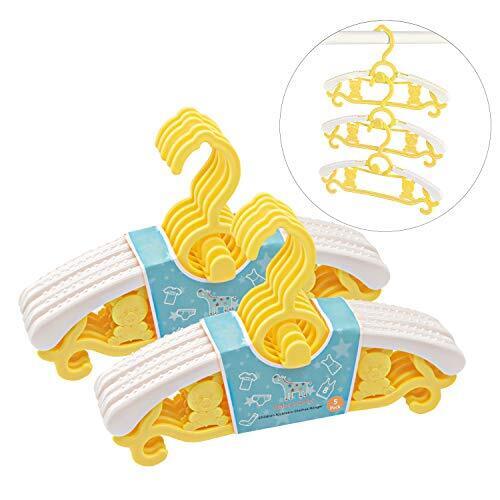 ベビーハンガー 子供ハンガー 子供用ハンガー 伸縮 滑らない フック部分にはロープ掛けに対応できて 滑り止め型崩れ防止省スペース可乾湿両用 洗濯ハンガー 多目的収納式 １０本 きいろ Zebricolo,ベビーハンガー,