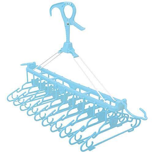 アイリスプラザ ベビーハンガー 10連 子供用ハンガー 洗濯 キッズ ハンガー 折りたたみ ブルー,ベビーハンガー,