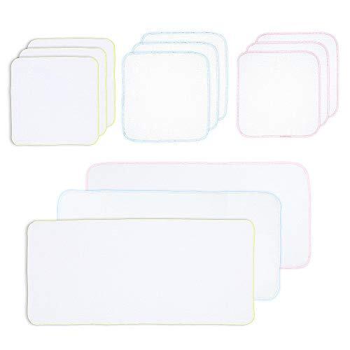 スリーマッシュルーム 沐浴ガーゼ 赤ちゃん ガーゼ ハンカチ ベビー 沐浴布 - ガーゼハンカチ 12枚セット 綿100％ 無地 大判（ガーゼハンカチ×9枚、沐浴布×3枚）,沐浴布,使い方,